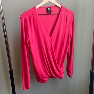Draped faux wrap blouse